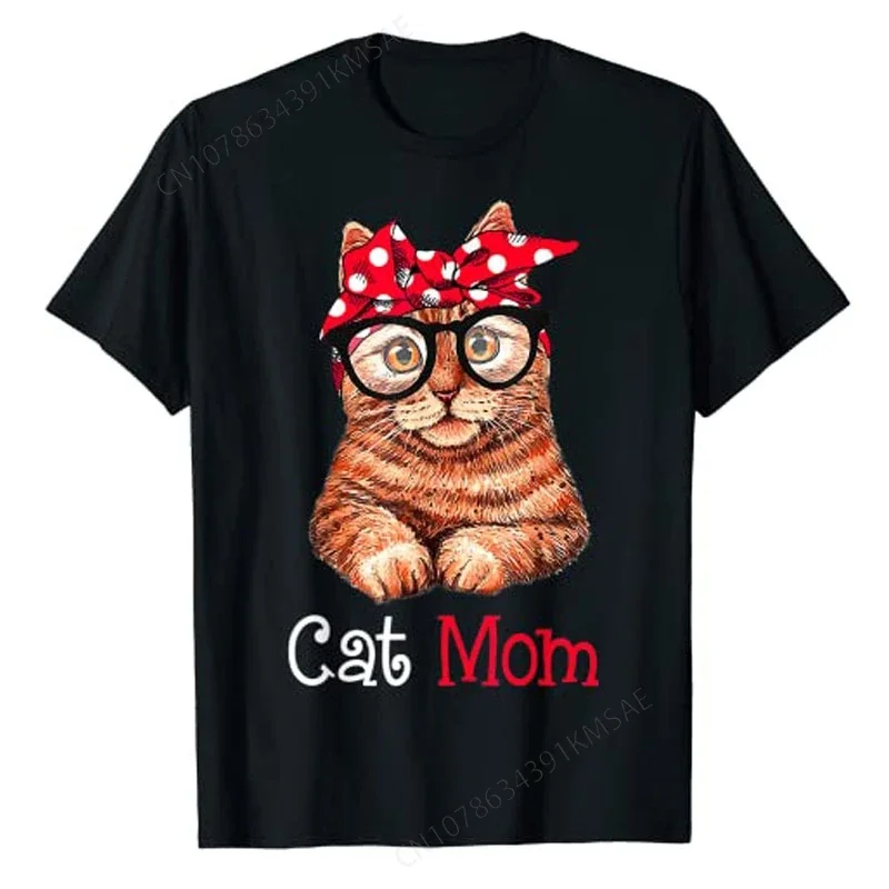 Funny Cat Mom Kitty Lovers Mother's Day Mom Women Mothers Gift T-Shirt Cute Kitten Graphic Tee Tops Fashion Short Sleeve Outfit