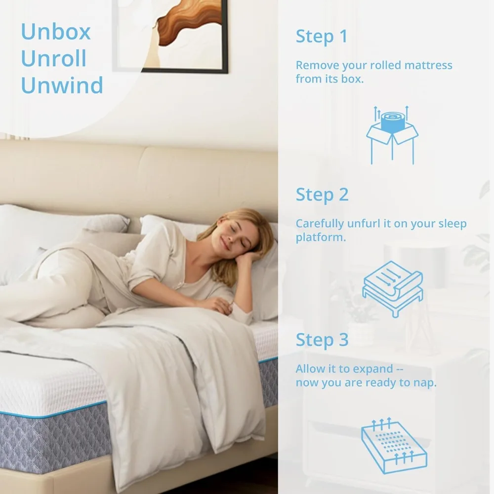 14 Inch Queen Mattress in a Box, Gel Memory Foam Mattress with Cooling Cover, Medium Firm for Pressure Relief, Customized