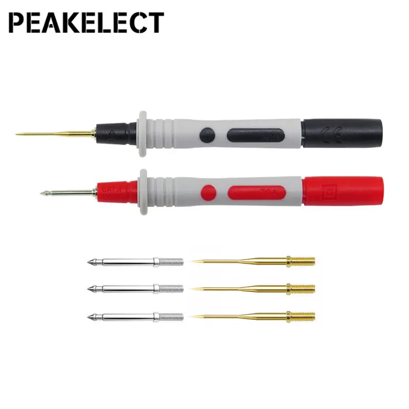 Peakelect P8003.1 8PCS Replaceable Needles Test  Probes + Protective Caps Kit 1mm Sharp & 2mm Thick Needle Pins with 2mm Thread