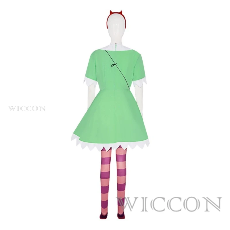 Anime Star Star Butterfly Cosplay Star Butterfly Green Dress Wig Red Headwear Socks Halloween Fancy Costume