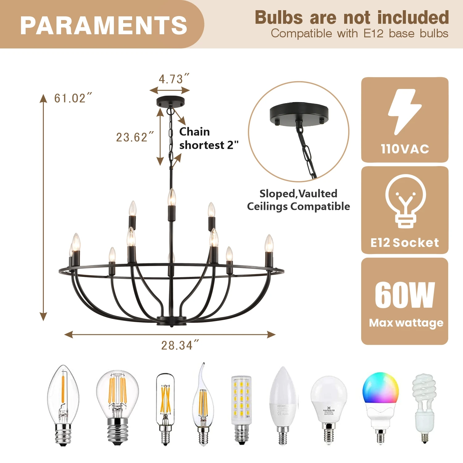 Modern Chandeliers for Dinning Room Table Kitchen 12-Lights Curved Arms Wagon Wheel Pendant Lighting Hanging Ceiling Lamps