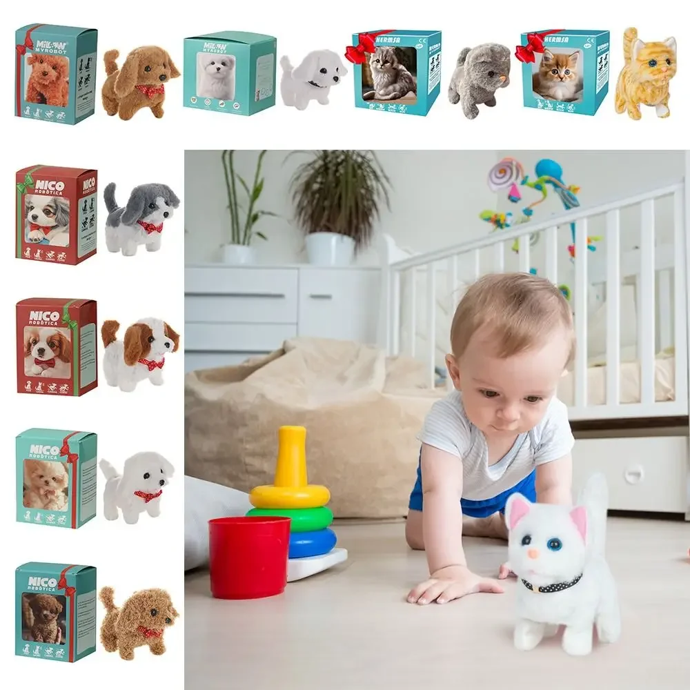 Interaktiver Welpenroboter, Plüschtier, Hunderoboter, Welpe, zu Fuß, Bellen, Schwanz, Wackeln, Gehen, Hundespielzeug, pädagogisches Geschenk