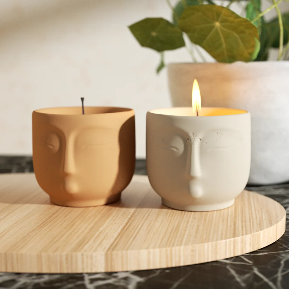 

Human Face Candle Jar Silicone Molds for Cement and Plaster Handmade Concrete Silicone Mold Jesmonite Mould Home Decorations