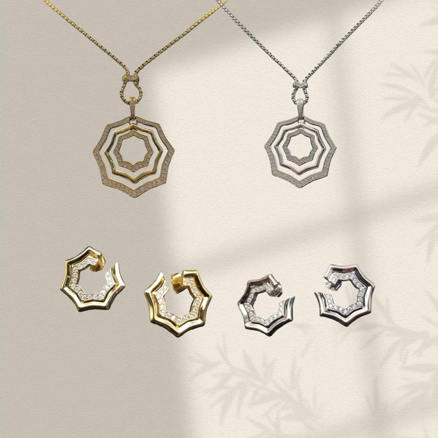 

YK 2025 New 38mm Serrated Stacked Necklace Earring Unisex Fashionable Trendy Personalized Retro Luxury Jewelry