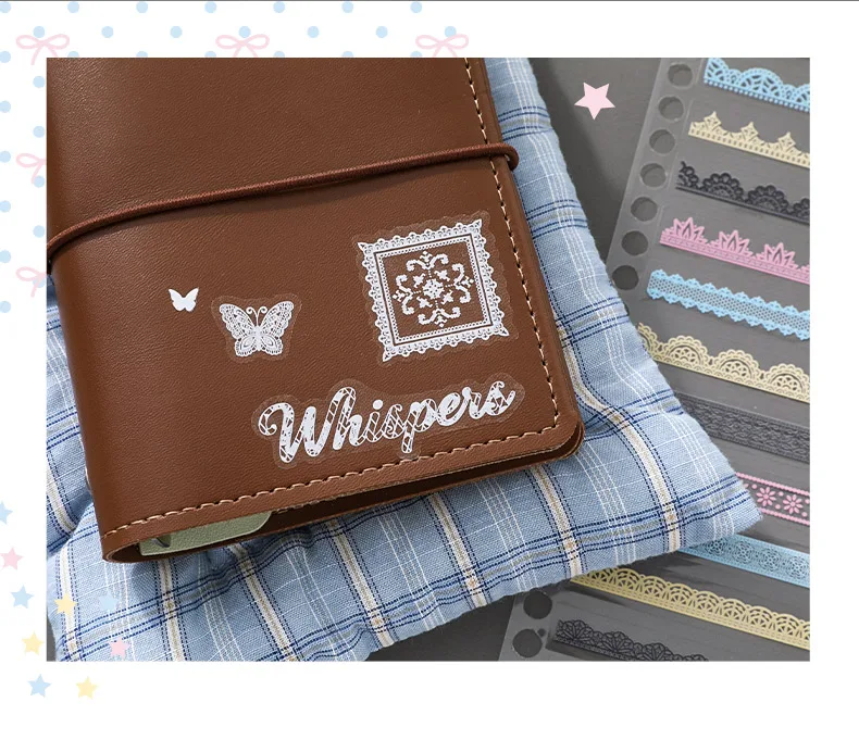 Journal GO 30-seitiges Spitzen-Polkadot-PET-Aufkleberbuch Ästhetisches Scrapbook DIY Niedliche Aufkleber für Karten, Tagebücher, Bastelarbeiten und Dekoration – Detail 6
