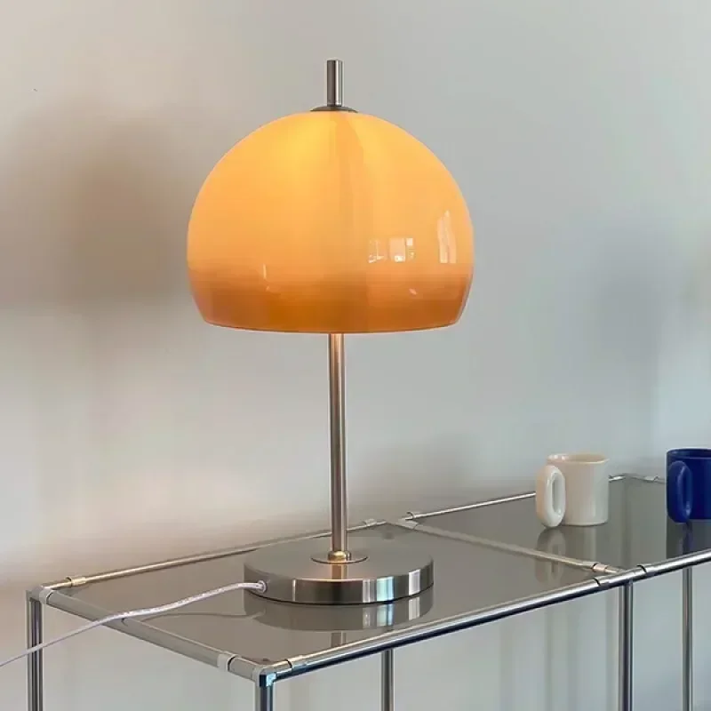 *Danish Designer Bauhaus Table Lamp Mushroom Glass Desk Light