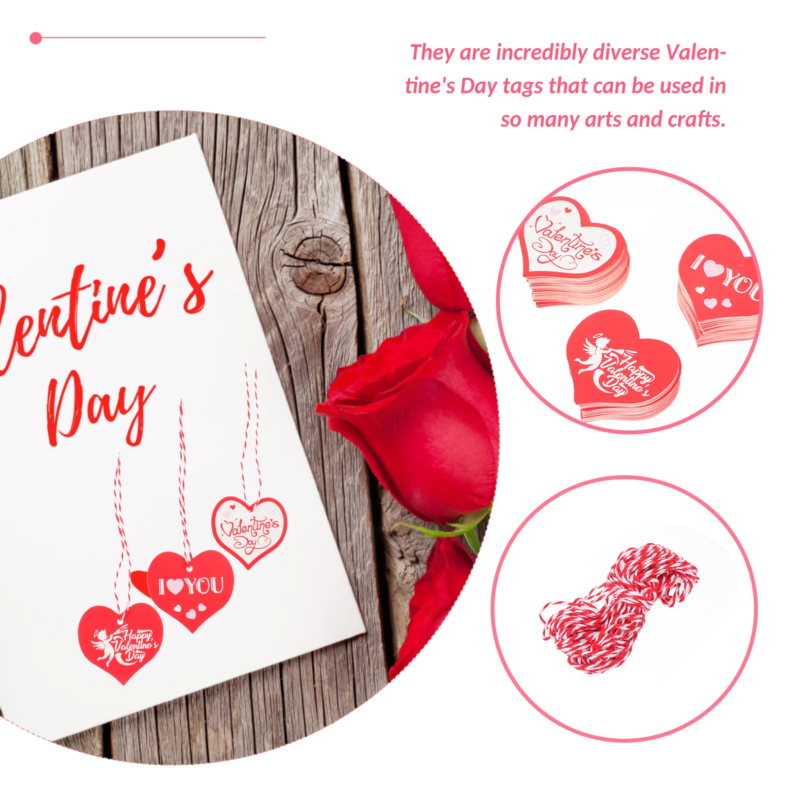 

Heart Bookmarks Packs 50 Valentine'S Day Tags Pieces White Card Valentine Decoration Hanging Tags Craft Supplies