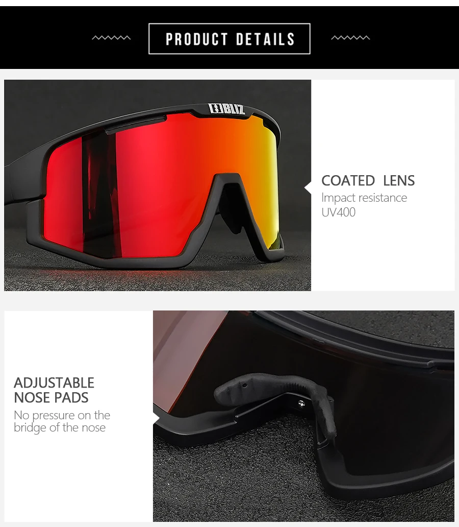 B Bliz Polarisierte MTB-Fahrrad-Sonnenbrille für Herren und Damen, Sport, modisch, UV400-Brille, Mountainbike, Rennrad, Reiten, Sonnenbrille, 3-Gläser – Detail 8
