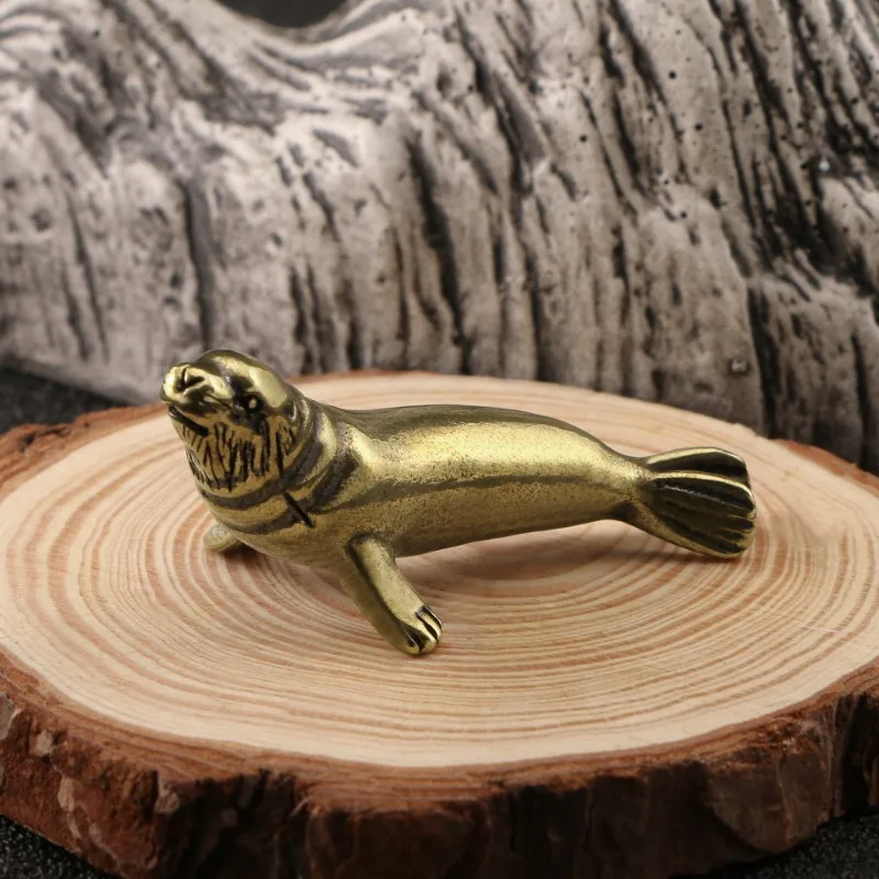 

Sea Animal Seal Figurines Miniatures Retro Brass Office Desktop Crafts Ornament Gifts Home Decorations Living Room Accessories