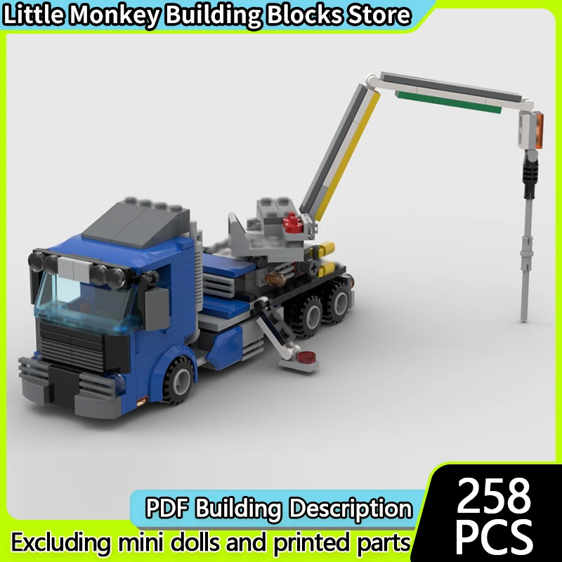 

City Car Model MOC Building Bricks Drill Truck With Work Function Modular Technology Children Holiday Gifts Assemble Toys Suit