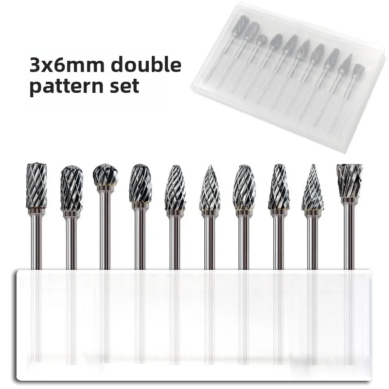 

10 pcs 3mm Shank Tungsten Steel Milling Cutter Burr Diamond Cut Rotary Dremel Tools Electric Grinding Rotary Tool