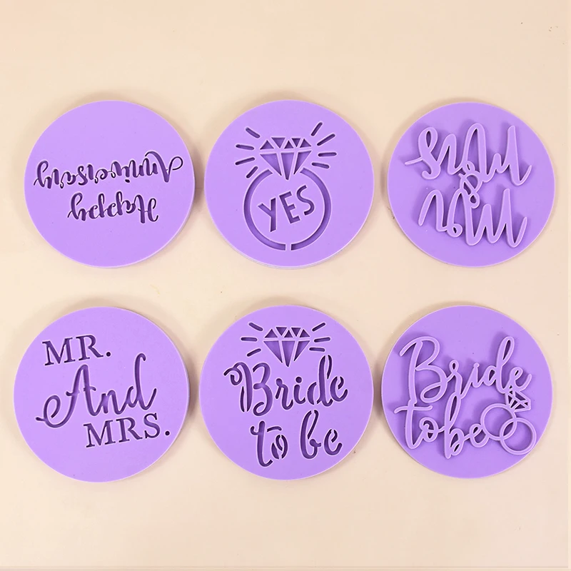 Cortador de galletas de boda de novia para ser Mr Mrs, molde en relieve para galletas de amor, herramientas de decoración de pasteles de Fondant DIY