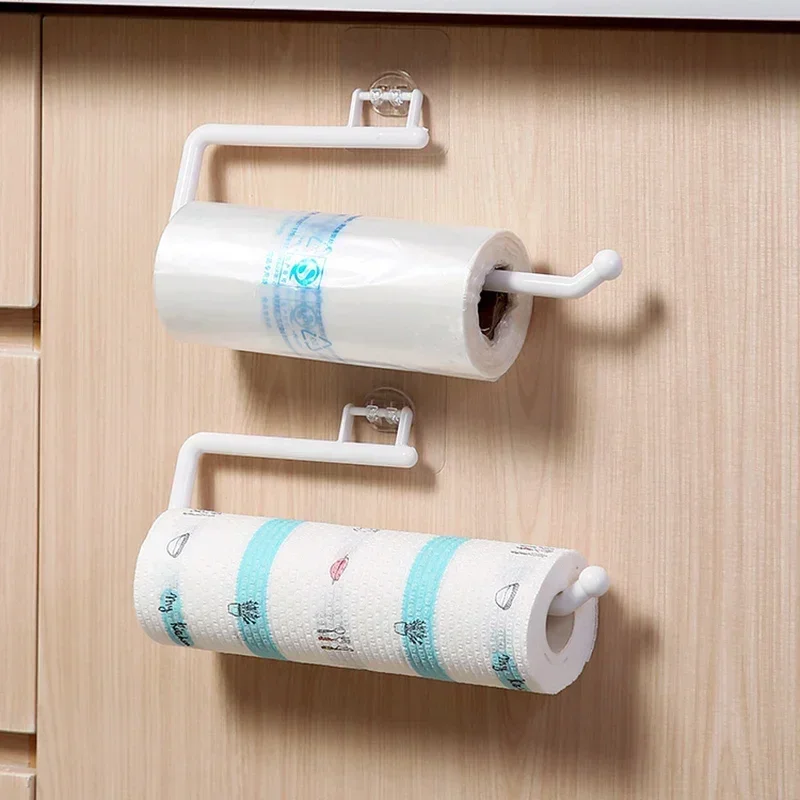 Kitchen Tissue Holder Hanging Toilet Roll Paper Holder Kitchen Paper Towel Rack Bathroom Cabinet Door Hook Holder Organizer