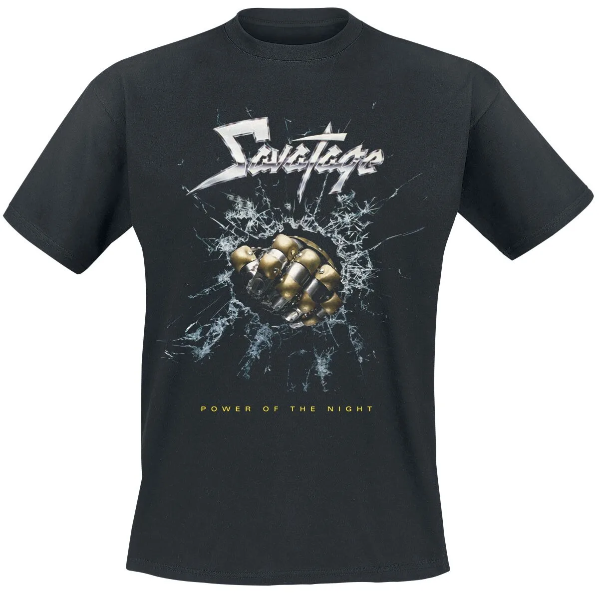 Camiseta Savatage Power of The Night Golden Fist Print, 100% algodão unissex, Power Metal Streetwear, camiseta com estampa para fãs