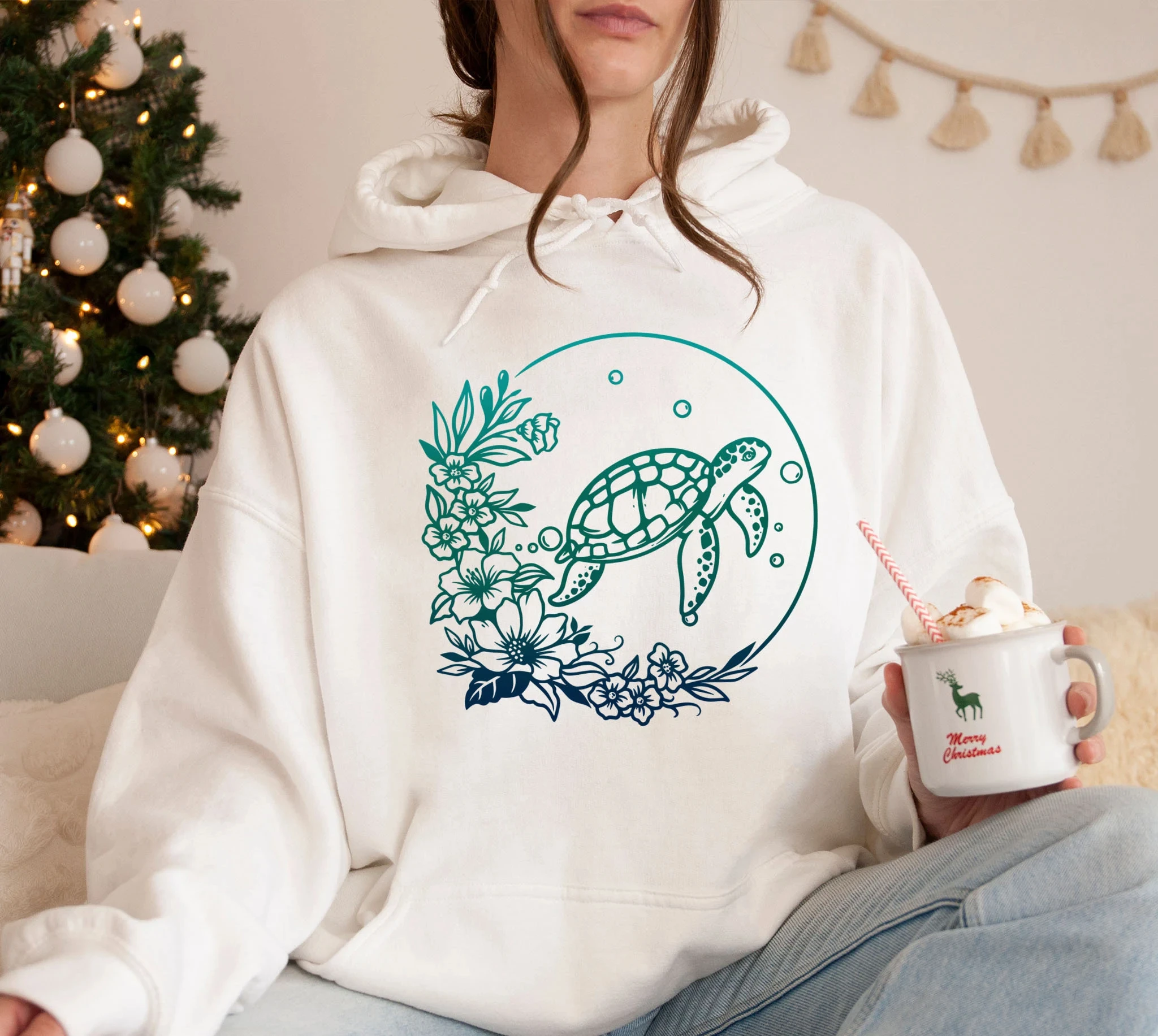 

Sea Turtle Graphic Hoodie Sweatshirt Women Long Sleeve Sweatshirt Pullover Tops Unisex Fashion Retro Autumn Clothing