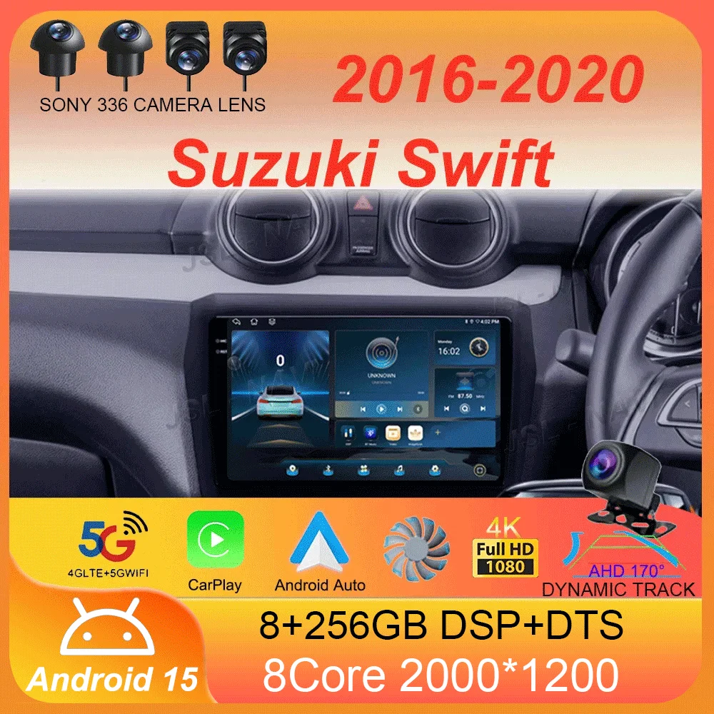 Автомобильный радиоприемник Android 15 Carplay с экраном 2K, мультимедийный плеер для Suzuki Swift 2016-2020, авторадио, GPS, стерео, 2din, головное устройство