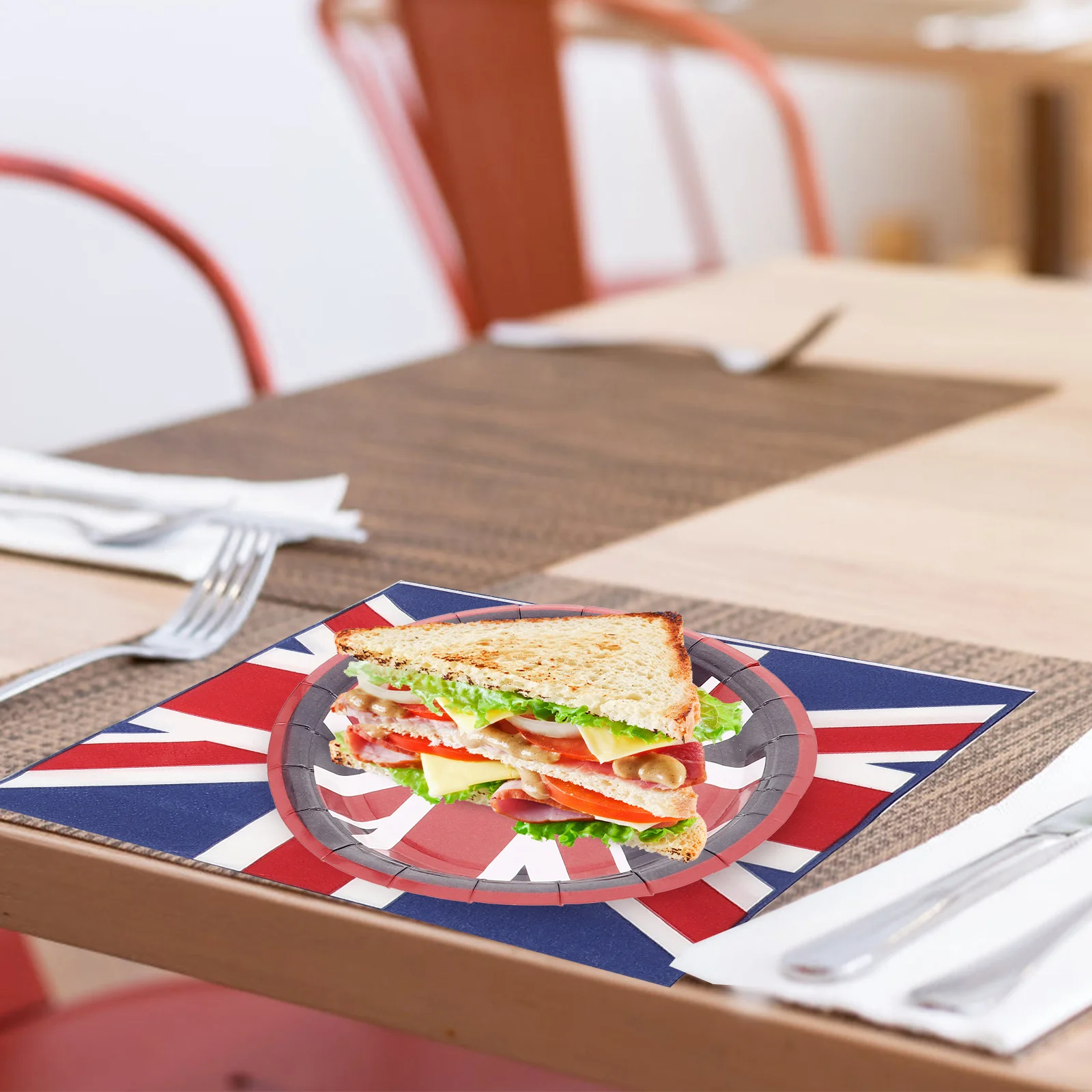 

British Flag Tableware Set Paper Plates Cups Party Decorations Disposable Cake Plate Supplies Birthday Napkins One Time Plates