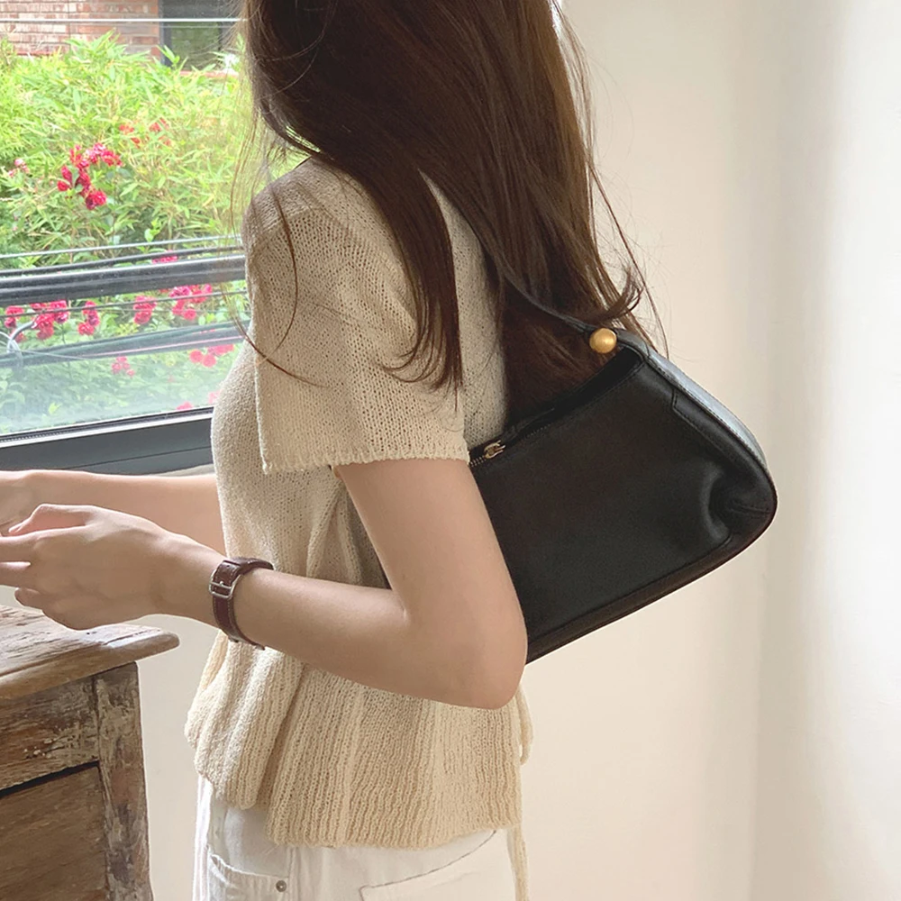 Korean Style Drawstring Sweater round Neck Pullover Knitted Slimming  Color Elegant Top with Pleated Hemline