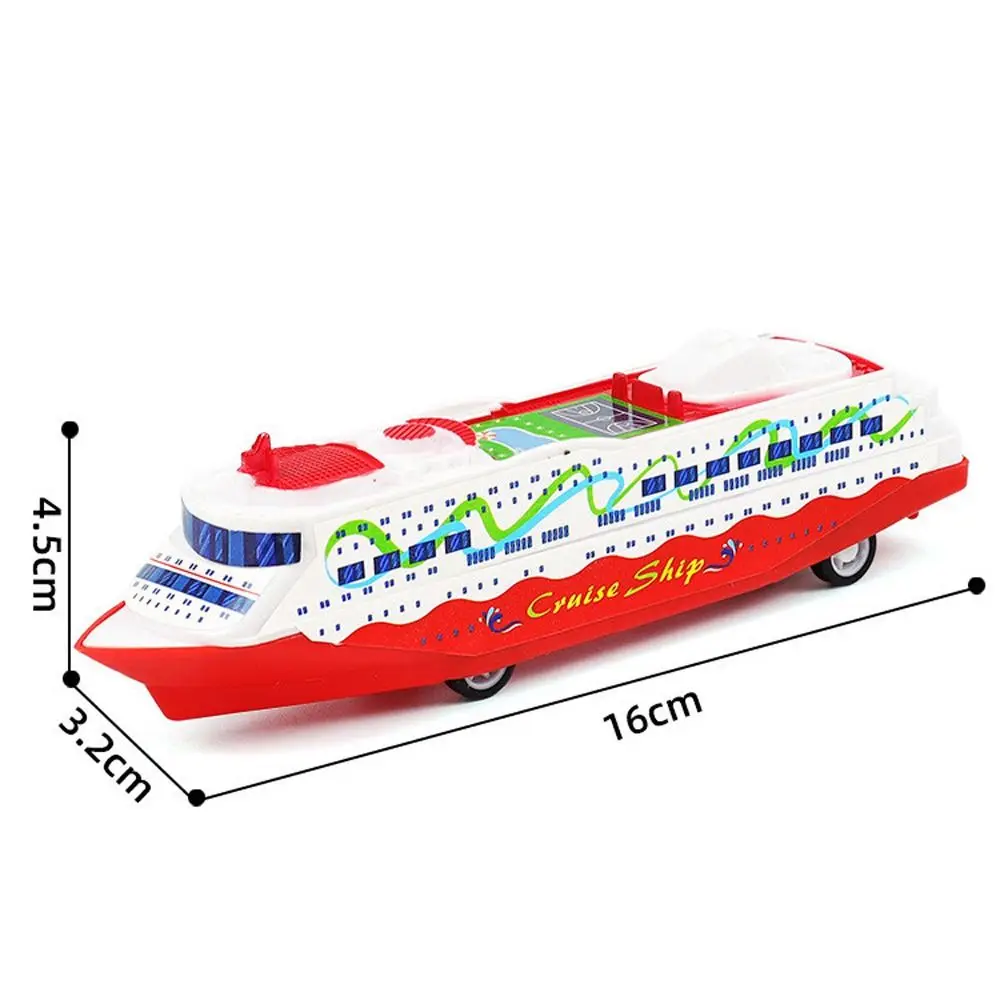 Desktop Ornaments Gliding Sliding Steamship Simulation Model Toy Cruise Boat Model Plastic Collection Pull Back Ship Boys Toys