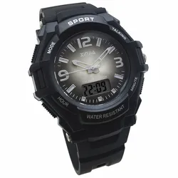 Spanisch Analog-Digital Dual Display Reden Armbanduhr w/Alarm für die Blinde und Niedrigen Vision, mit Schwarz Ruber Strap 861ZTS