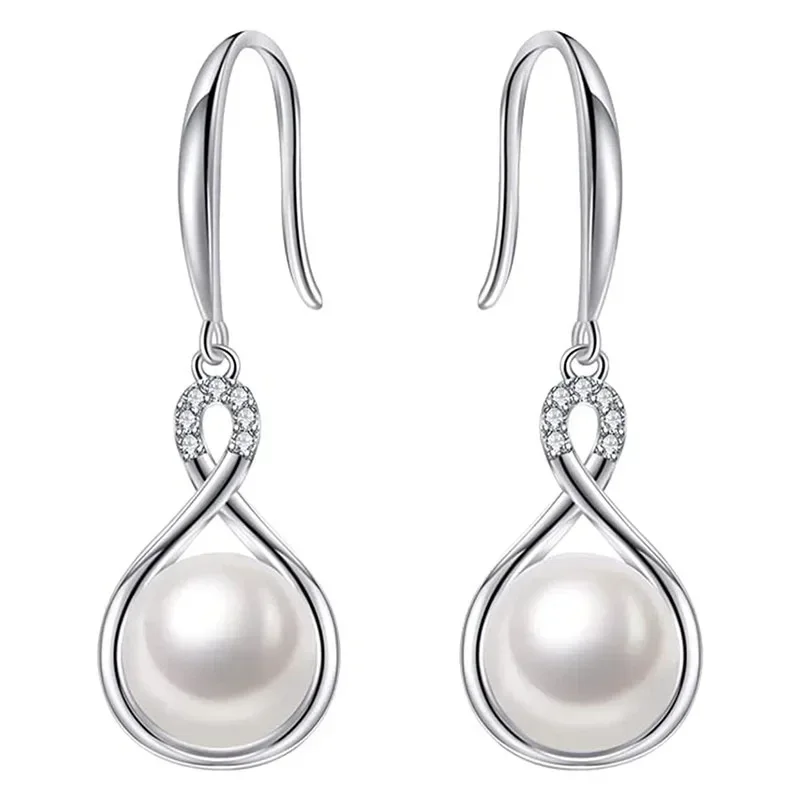 2026 New High end Light Luxury  sense Earrings Imitation Pearl Cross Design Earhook Bridal Fashion Matching Ear Accessories