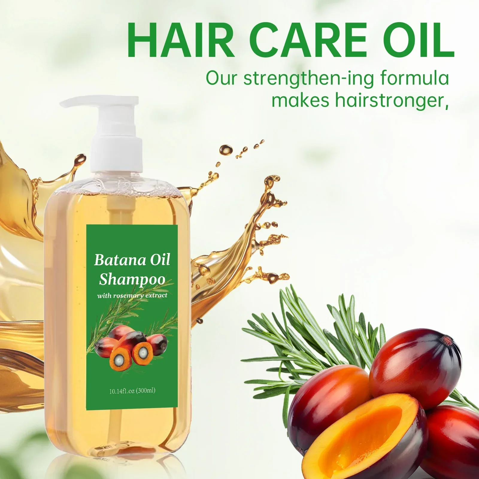 Natural Rosemary & Batana Oil Strengthening Shampoo 300ml - For Hair Growth & Thickness, Frizz Control, Scalp Nourishment - view 4