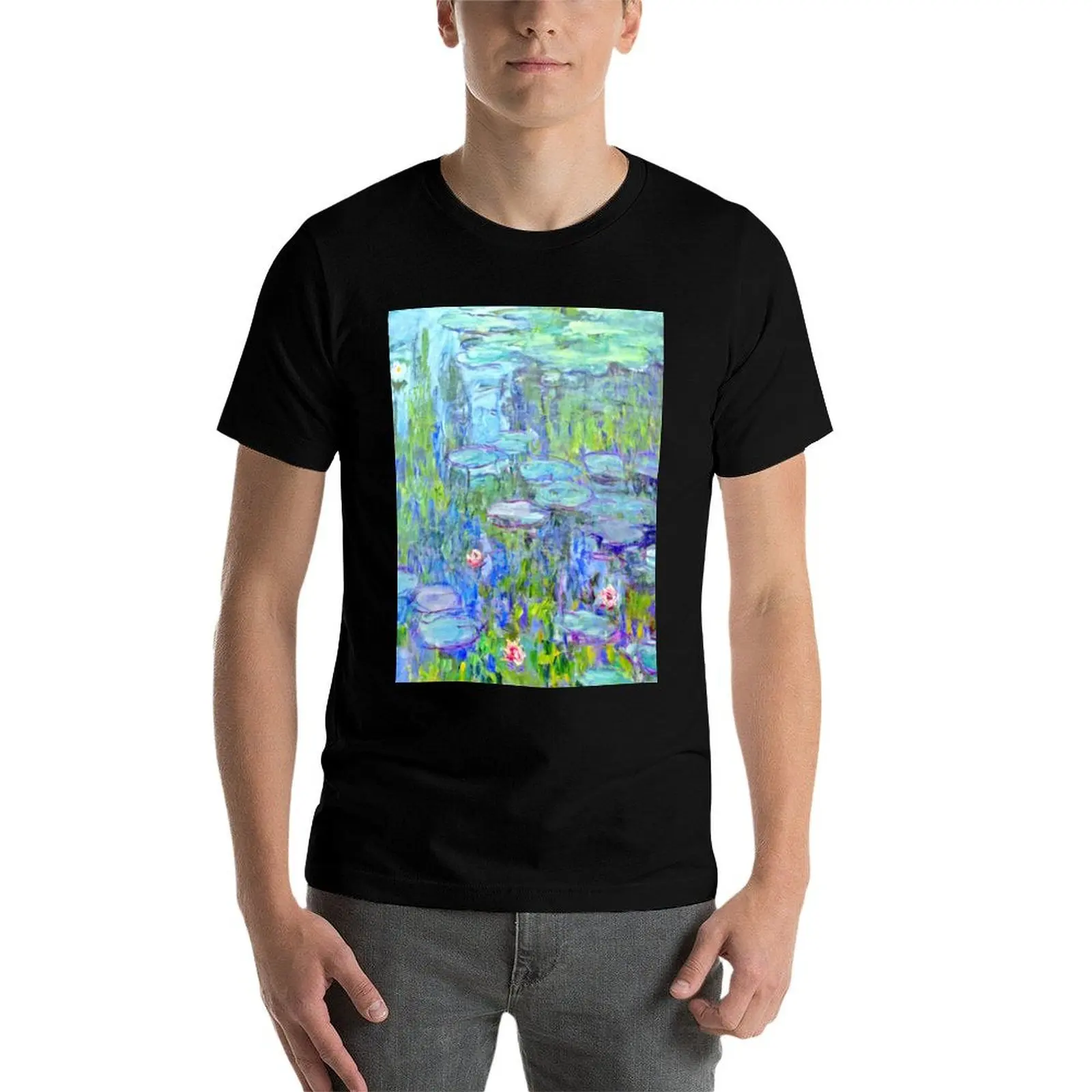 

Water Lilies moneT T-Shirt man t shirt cotton high quality black cotton t-shirt plain for man package t shirt for man T-Shirt