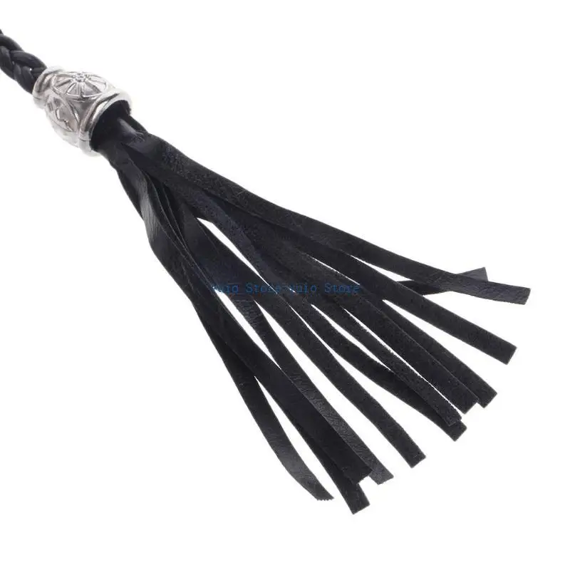 

X7XB Ladies Women Braided Belt PU Leather Tassel Self-Tie Thin Waist Rope Belt