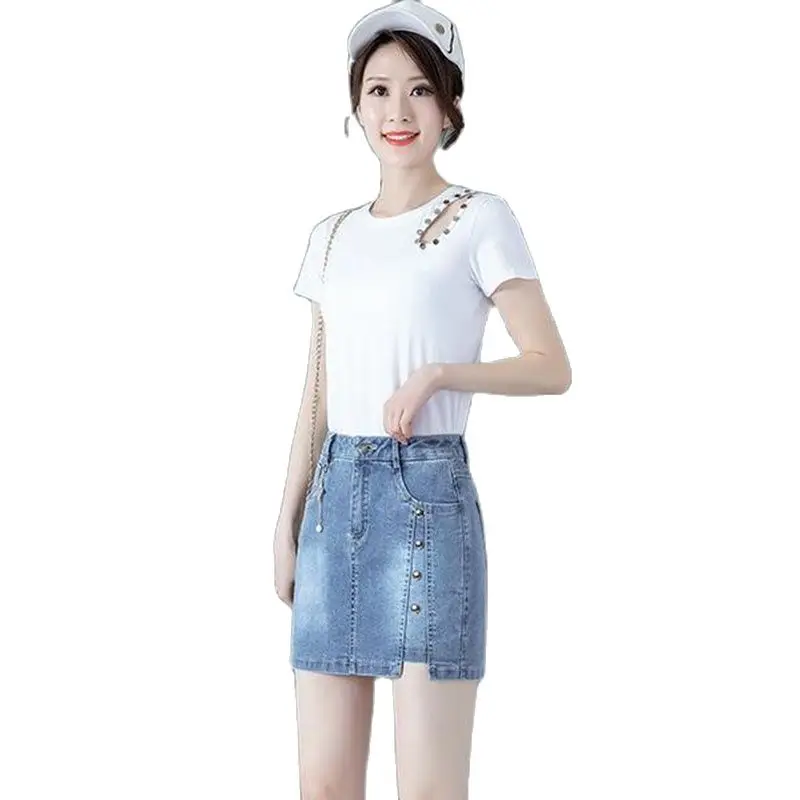 Ladies High Waist Fashion Denim Shorts 2022 New Summer Thin Section Slim Casual A-line Skirt With Straight Shorts Skirt Women5XL