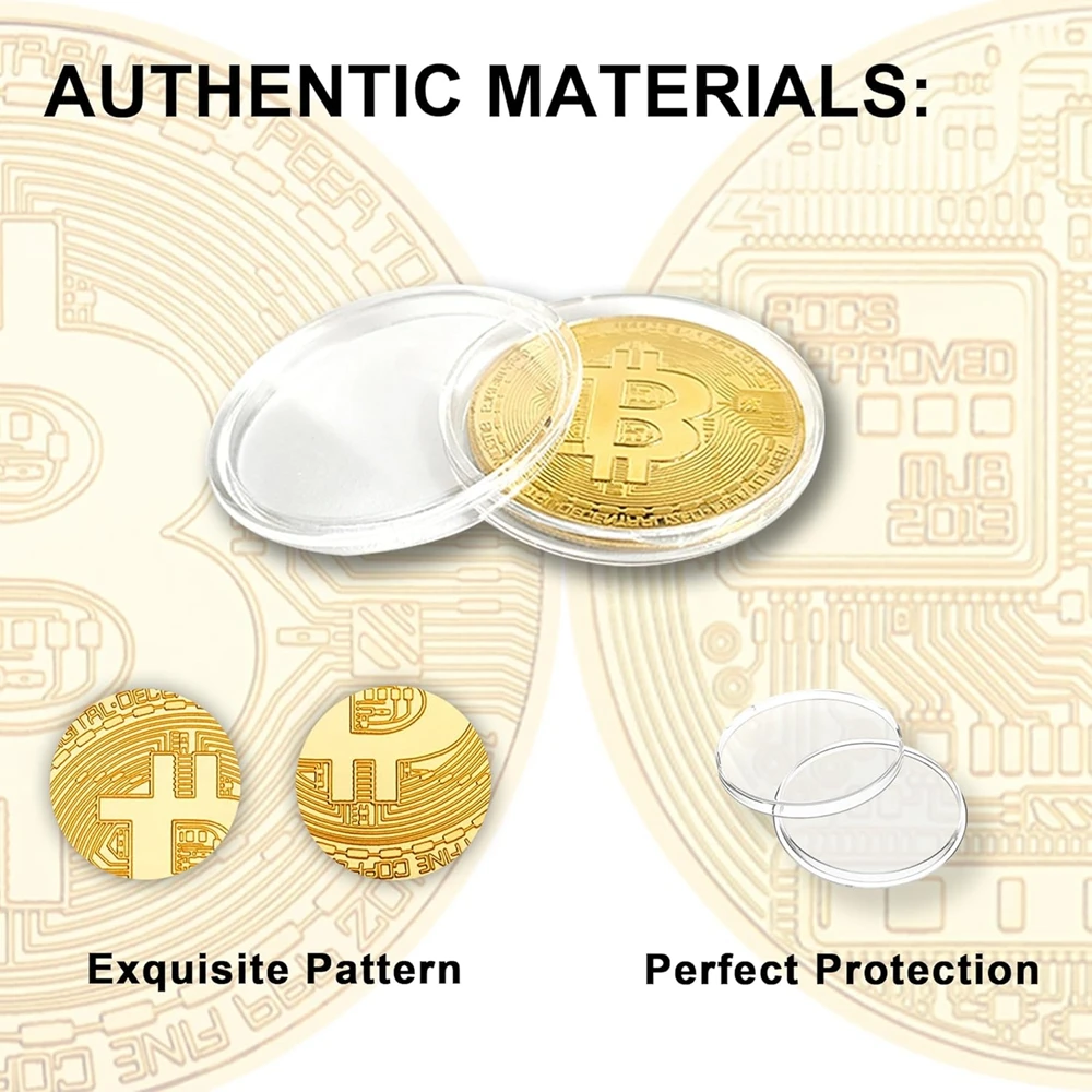 100-400PCS Collector’s Bitcoin Coin Commemorative Token Collectible with Acrylic Case for Crypto Enthusiasts Collectors Gifts