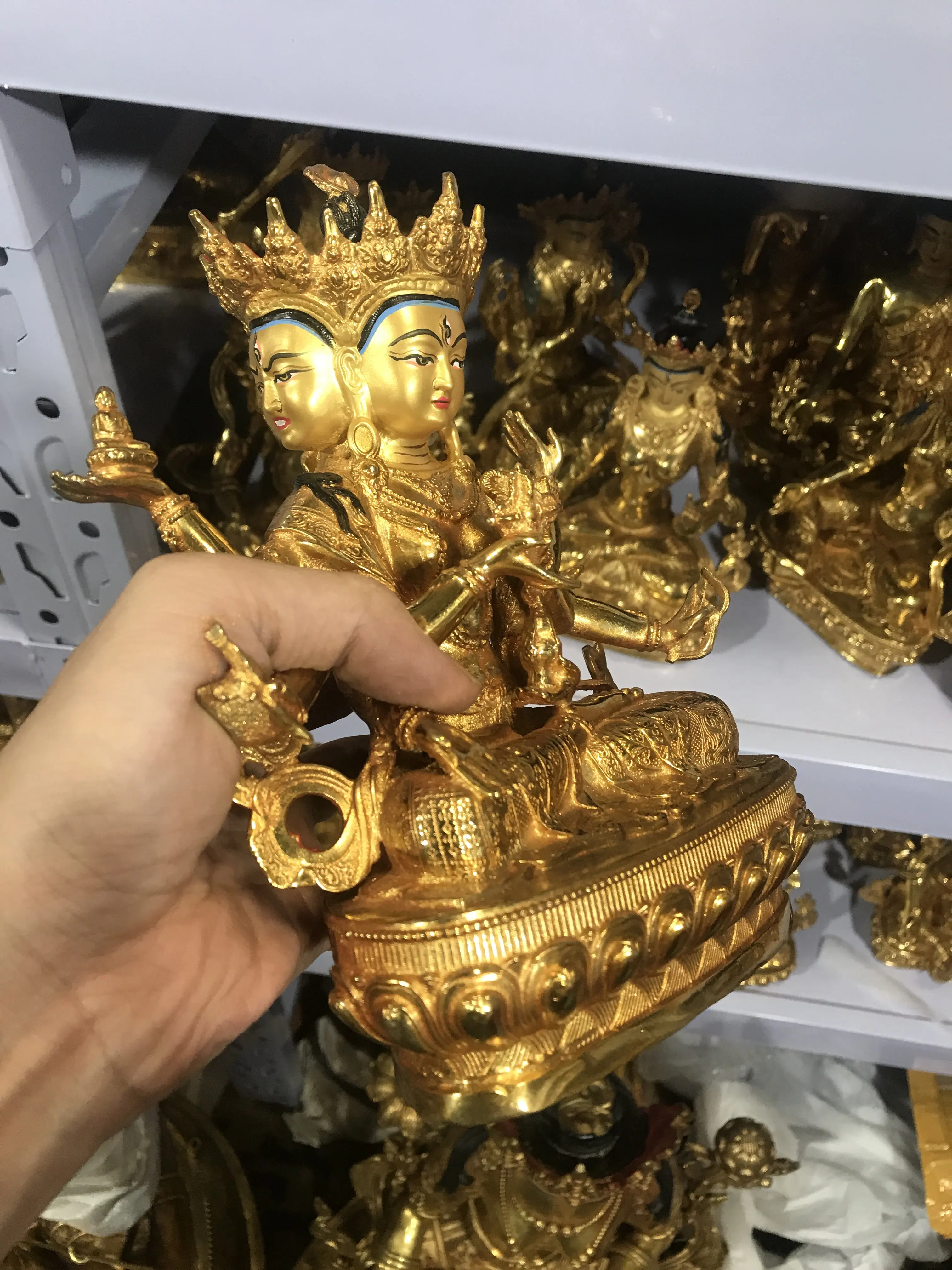 Xizang craftsmanship 10 inches high 30cm Tantra Zunsheng Buddha statue bronze statue pure copper gilt ornament