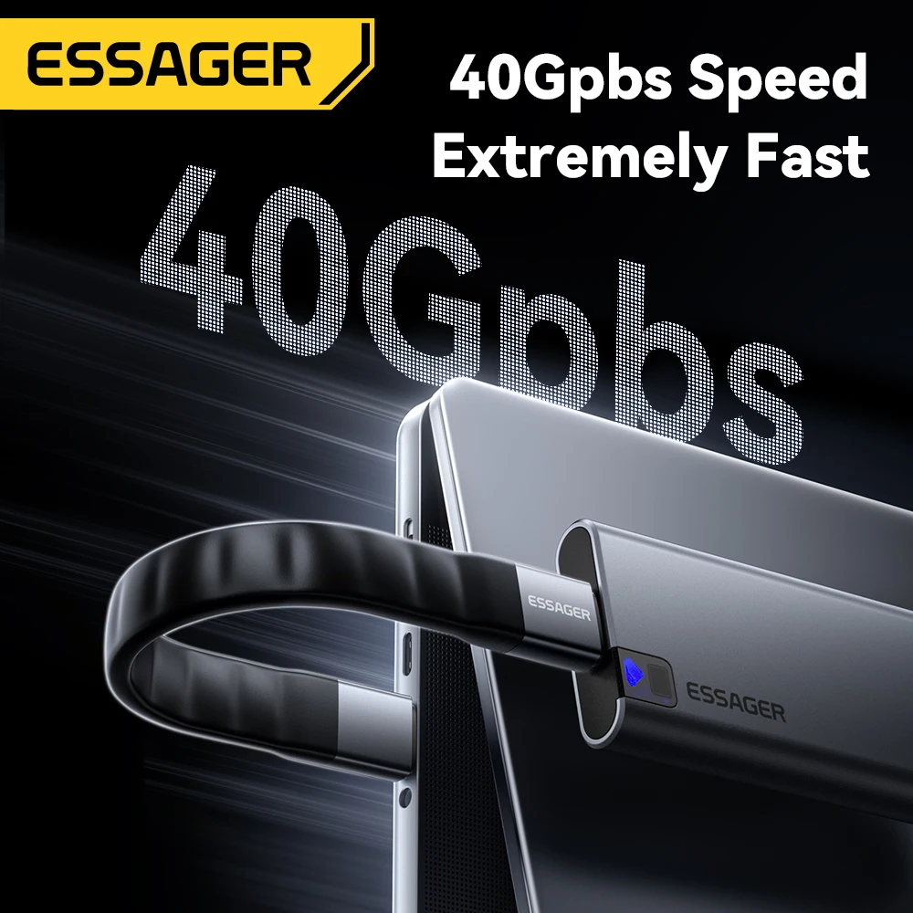 Essager USB 4.0 Type-C Cable 40Gbps Data Transfer&8K@60Hz Video 240W PD Fast Charging For MacBook iPhone Laptop Mobile Hard Disk