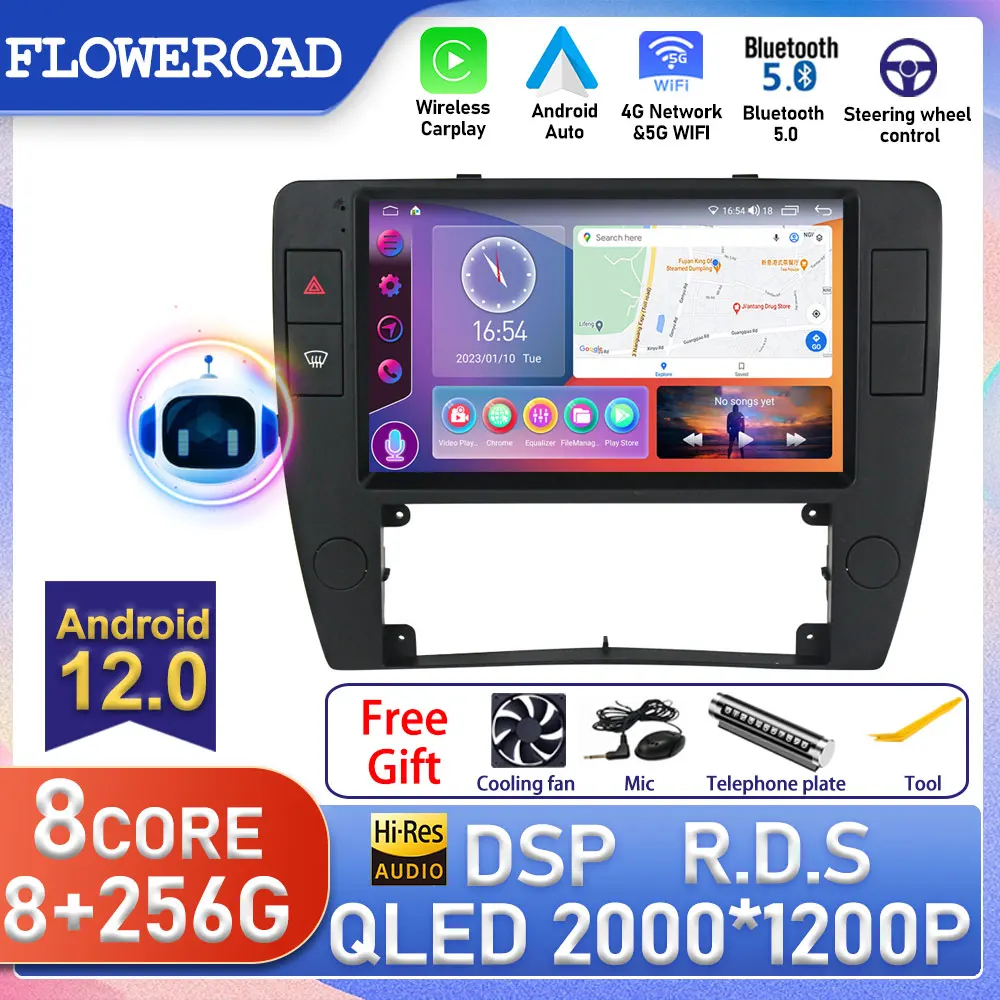 

360 Camera Android Auto For VW Volkswagen Passat B5 2000 - 2005 Car Radio Multimedia Autoradio CarPlay 4G GPS RDS HD DVR NO 2Din