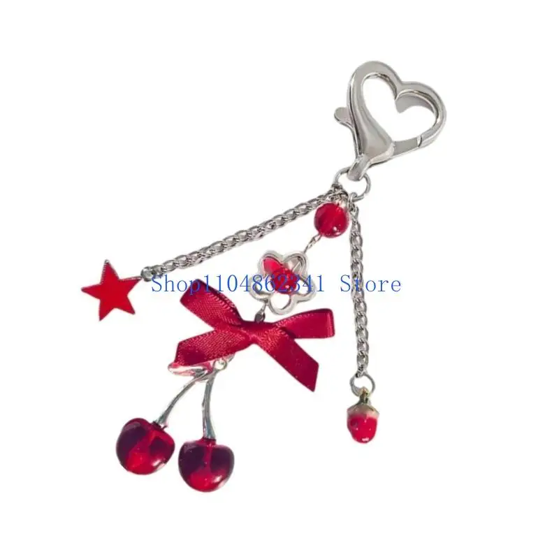 

5asd Charm Cherry Pendant Keychain Holder With Fashionable Bowknot Designs For Women Various Personalizing Accessories