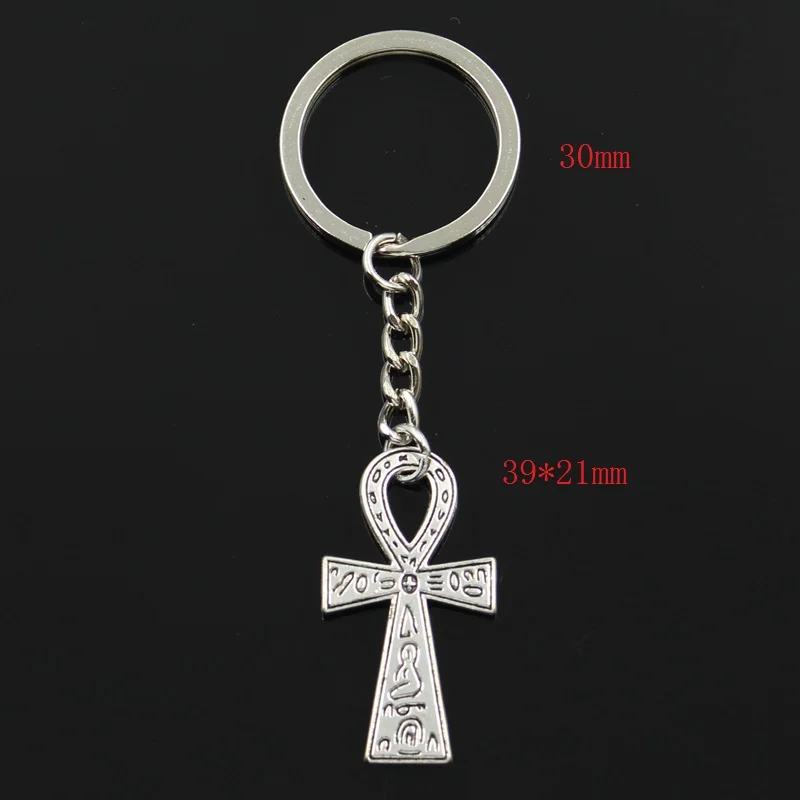 Keychain 39x21mm Egyptian Ankh Life Symbol Cross Pendants DIY Men Jewelry Car Key Chain Ring Holder Souvenir For Gift