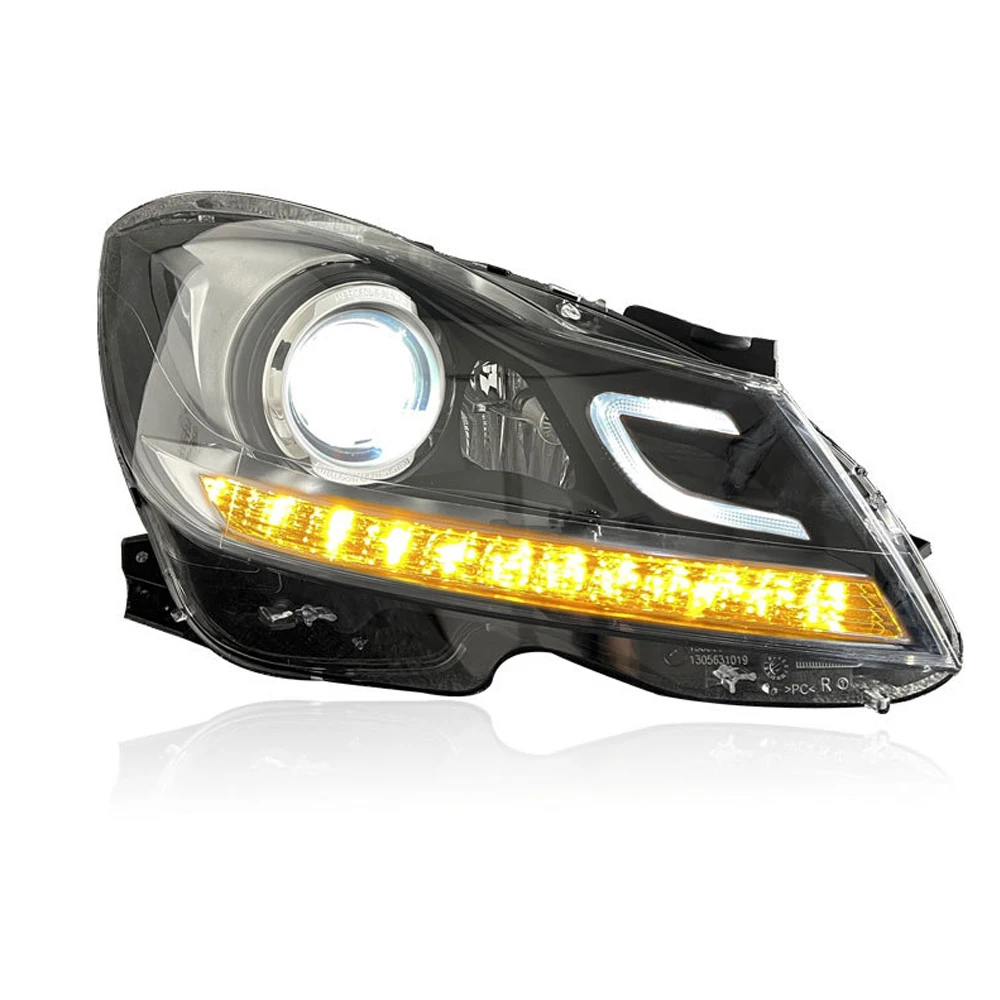 سيارة LED المصباح لبنز C الفئة W204 2011-2014 C180 C200 C260 DRL بدوره إشارة الجبهة أضواء مصابيح + ثنائية زينون العارض عدسة