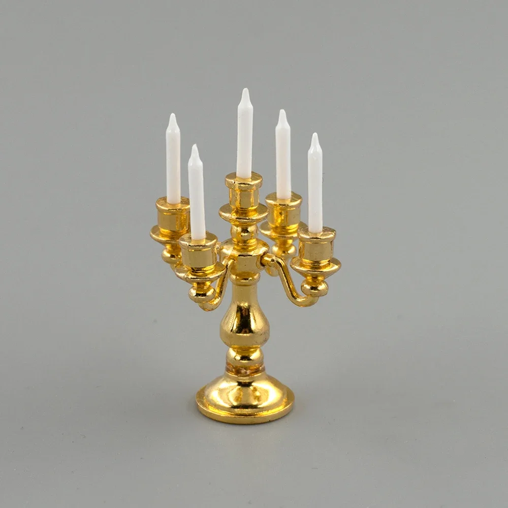 

1/12 Dollhouse Miniature Candlestick Mini Metal Candle Model Toy for Doll House Accessories Decoration