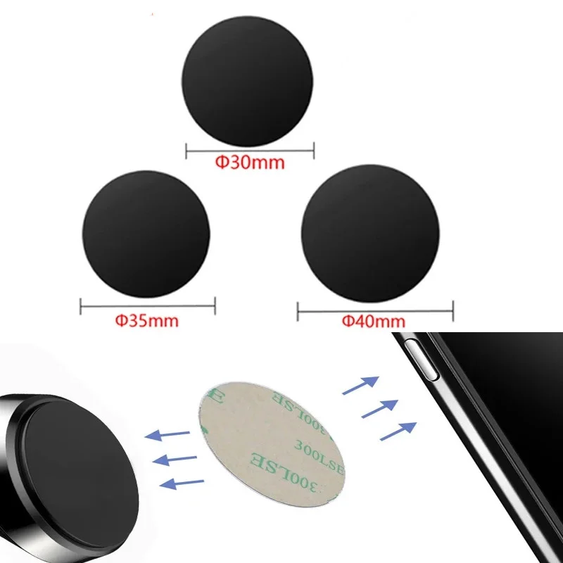 

100Pcs 30 35 40mm Metal Plate Disk for Magnetic Car Phone Holder iron Sheet Sticker for Car phone Magnet Mobile Phone Stand