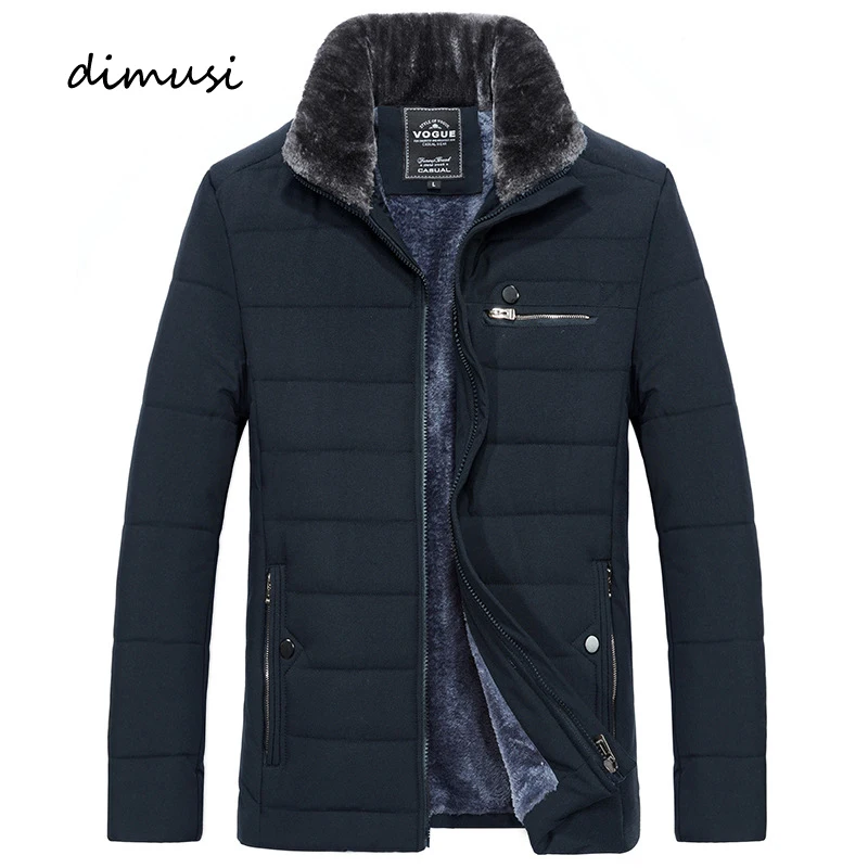 DIMUSI Winter Men's Fleece Jacket Fashion Men Thermal Parka Coats Classic Outdoor Windbreaker Warm Padded Jackets Men Clothing