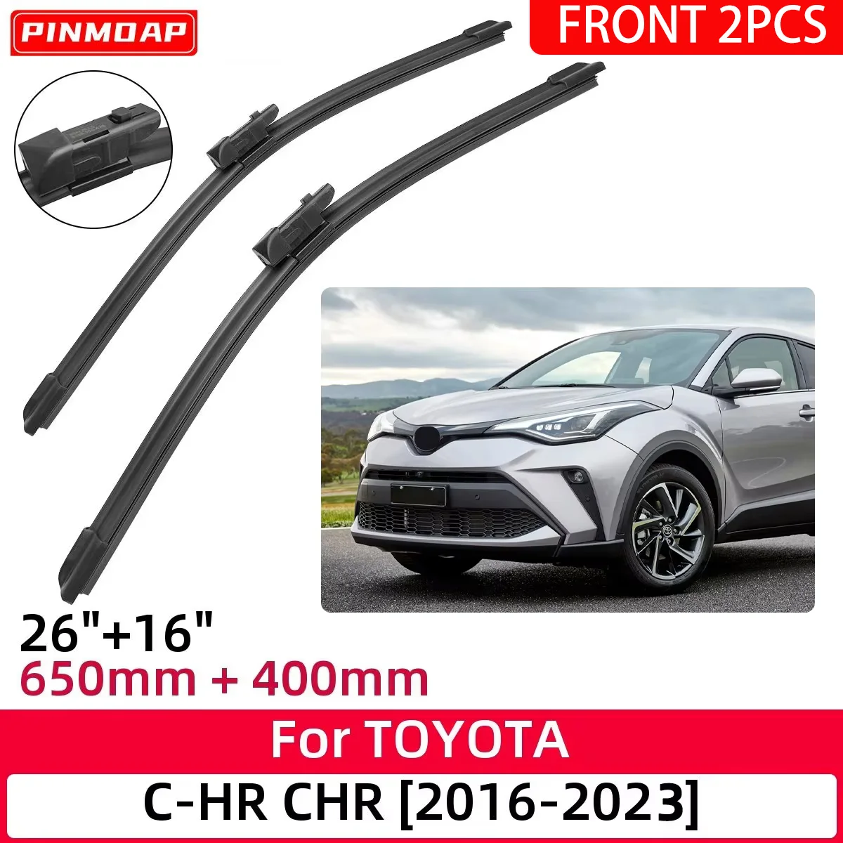 2 قطعة شفرات المساحات مناسبة لتويوتا C-HR حقوق الإنسان 2016-2023 26 "+ 16" مساحات الزجاج الأمامي 2016 2017 2018 2019 2021 2022 2023