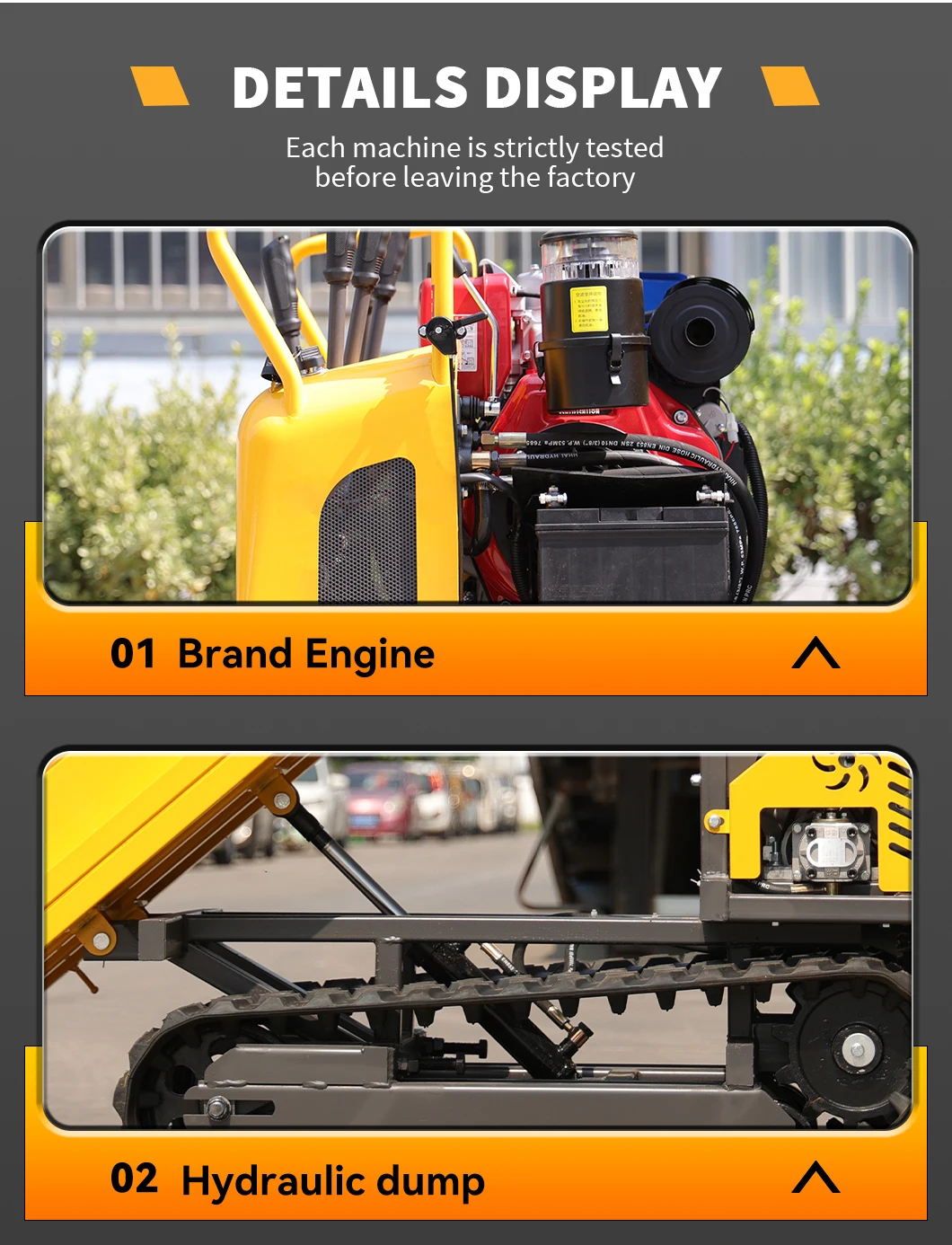 Hochwertiger 3-Tonnen-Raupenwagen-Transporter, maßgeschneiderter Raupen-Muldenkipper, geeignet für All-Terrain-Raupen zum Verkauf – Detail 15