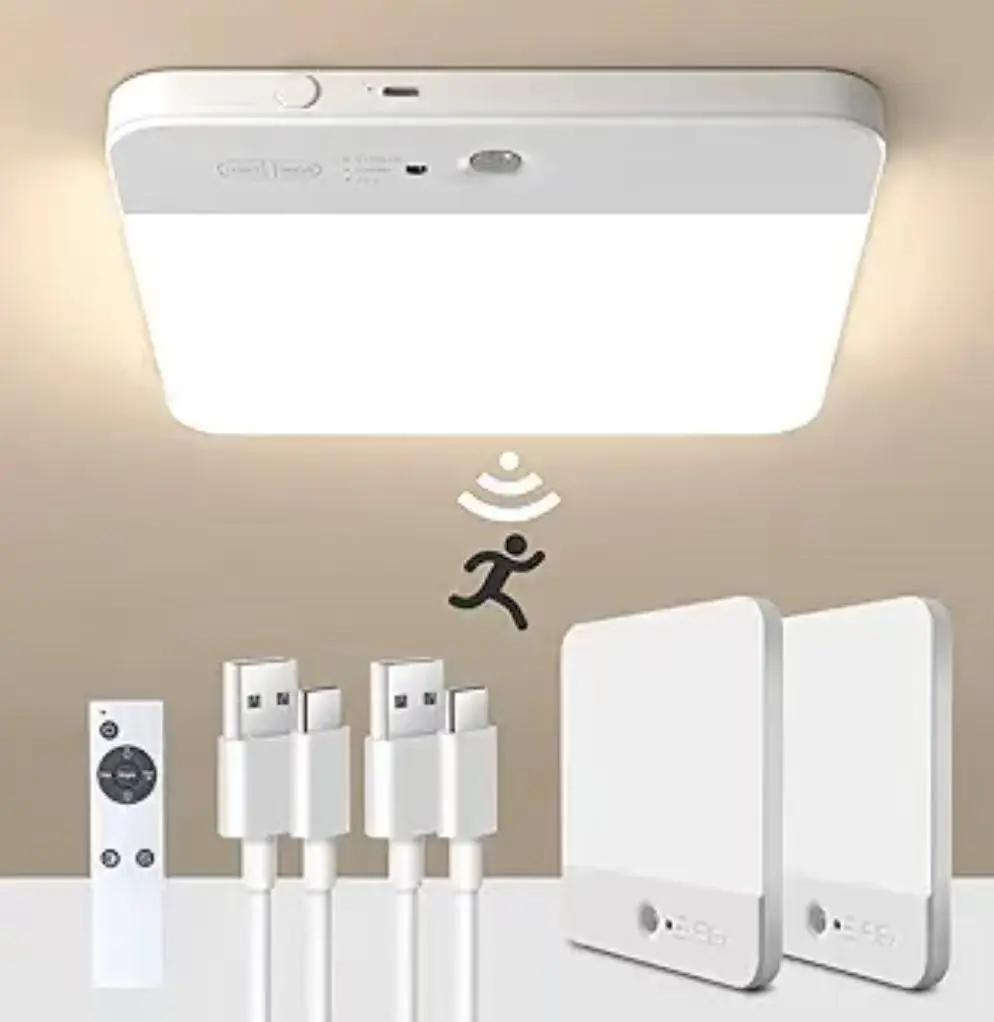 

2P Smart MotionActivated Ceiling Light Modern LED Light with USB Charging Port Magnetic Mount, No Installation Required, Wireles