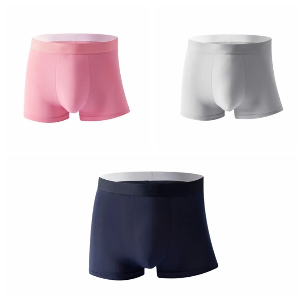

3Pcs Fashion Traceless Men's Ice Slik Panties Underpants Mid Waist Seamless Briefs Lingerie Solid Underwears for Man Travel