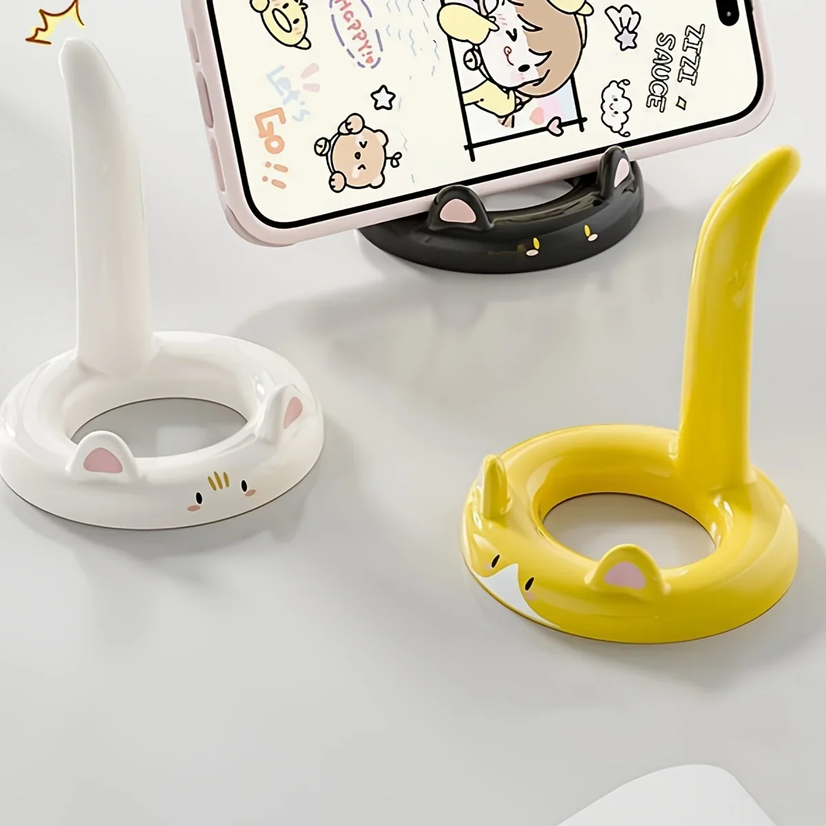 

1 шт., держатель для мобильного телефона с милым мультяшным котом, креативная мини-настольная подставка, декоративное украшение