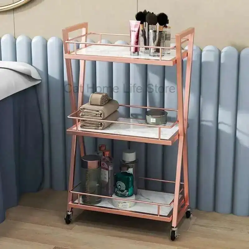 

2-tier Trolley Storage Cart Drawer Cosmetic Sockets Hairdressing Salon Auxiliary Chair Professional Beauty Furniture Foldable