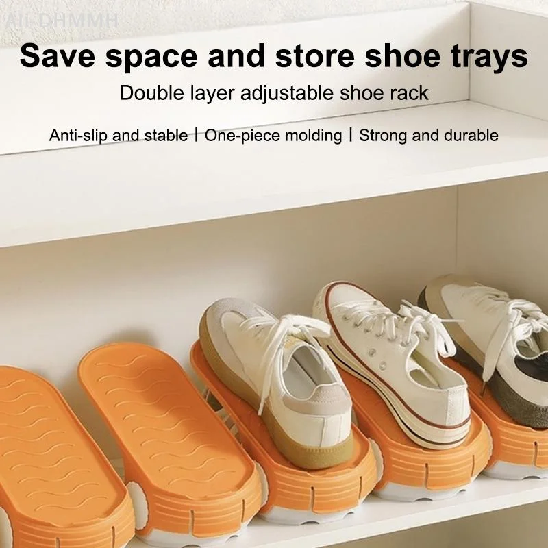 ZLinKJ Adjustable Height Durable Shoe Stacker Double Layer Space-Saving Shoe Rack for Bedroom Dorm Entryway