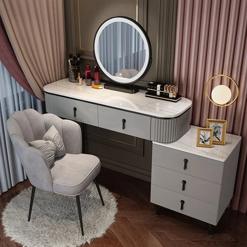 Furniture Luxury Vintage White Desk Comfortable Children's Dressing Table Girl Woman Makeup Chair Vanity Bedroom Set Modern Nail