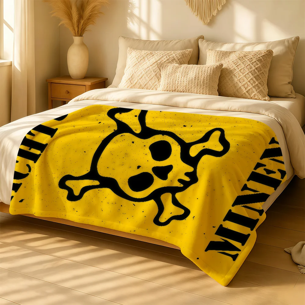 Achtung Minen Military Tin Sign Warning Blanket For Soft Warm Knee For Bedroom Living Room Bed Sofa Camping Picnic Office Gift