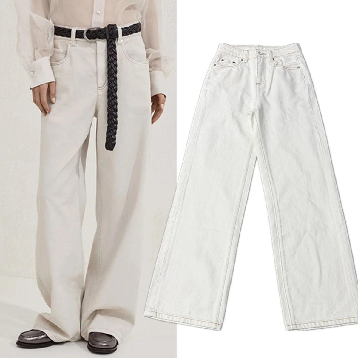 

Maxdutti Nordic Minimalist High Waisted Straight Mom Jeans Women's Denim Pants Woman Clothes Casual Loose Wide Leg Denim Pants