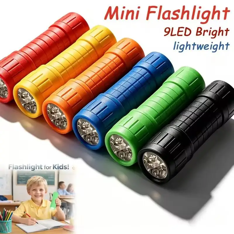 Mini Portable 9 LED Flashlight Outdoor Waterproof Lamp Beads Strong Lighting Using Fixed Focus Pocket Outdoor Emergency Torch